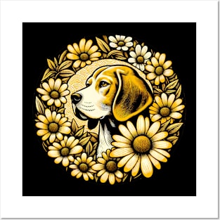 Beagle and Daisies Posters and Art